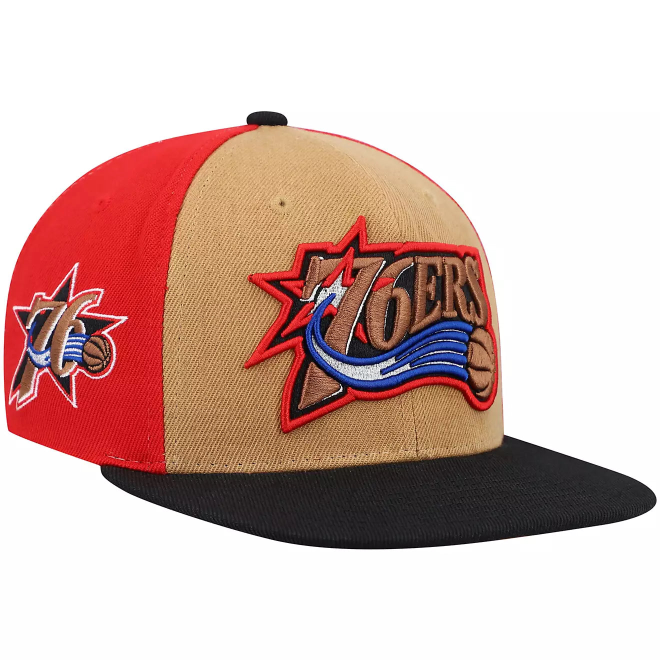 MENS MITCHELL & NESS NBA ON THE BLOCK SNAPBACK HWC 76ERS - TAN