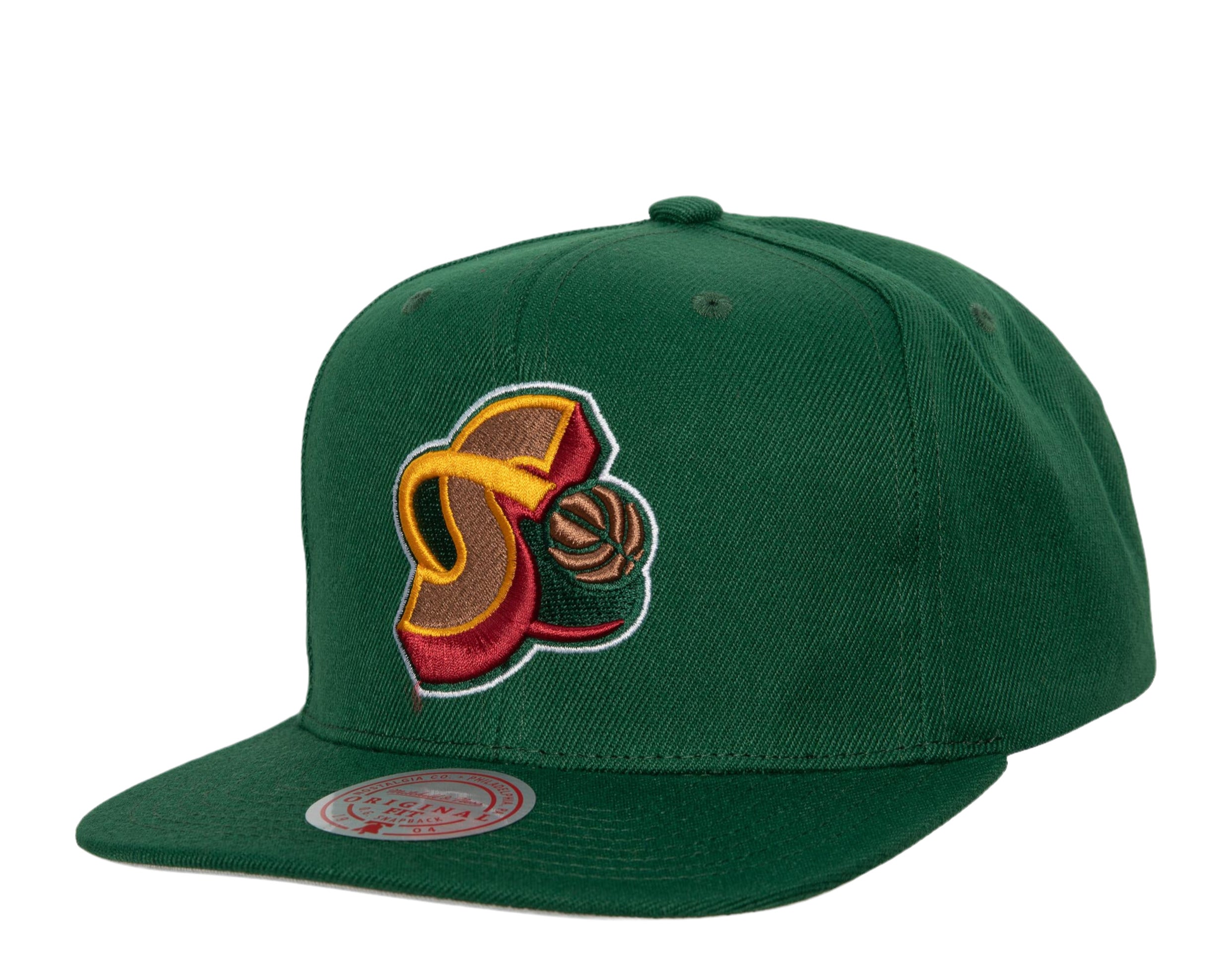 MENS MITCHELL & NESS NBA CORE BASIC SNAPBACK HWC SUPERSONICS - GREEN