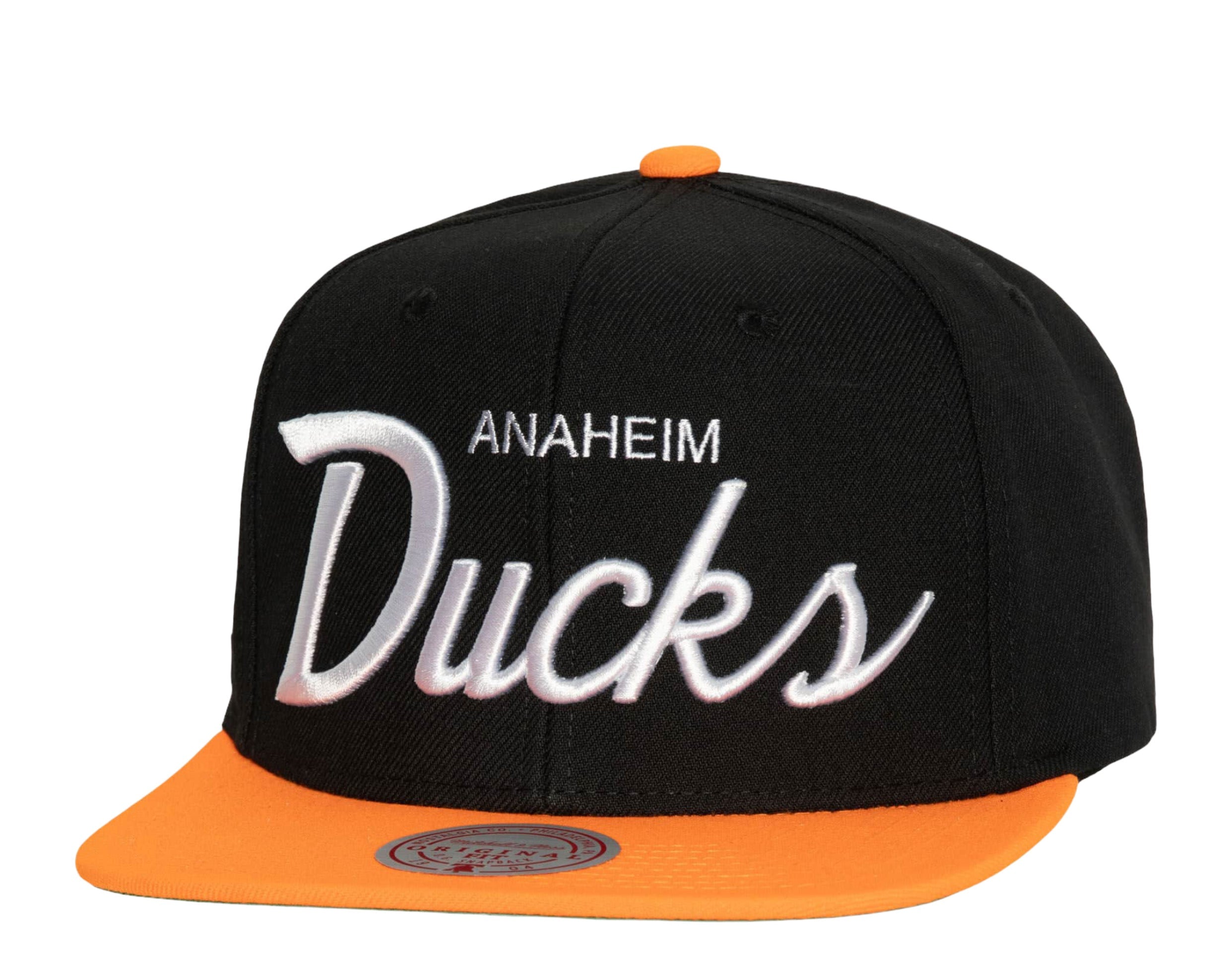 MENS MITCHELL & NESS NHL VINTAGE SCRIPT SNAPBACK DUCKS - BLACK