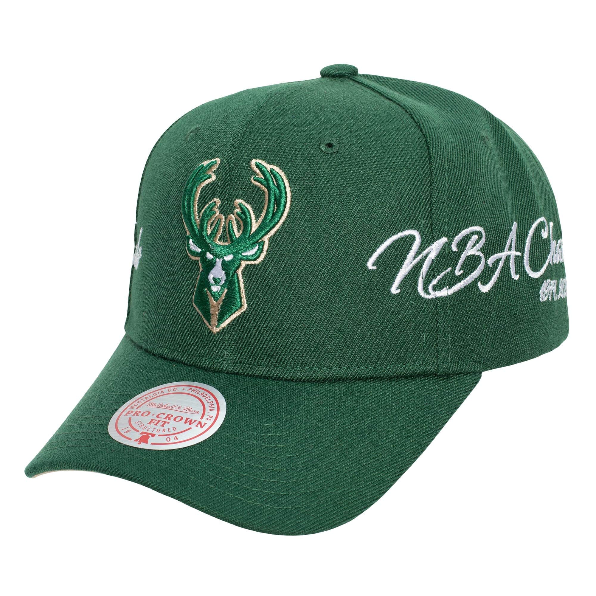 MENS MITCHELL & NESS NBA CHAMP WRAP PRO SNAPBACK BUCKS - GREEN