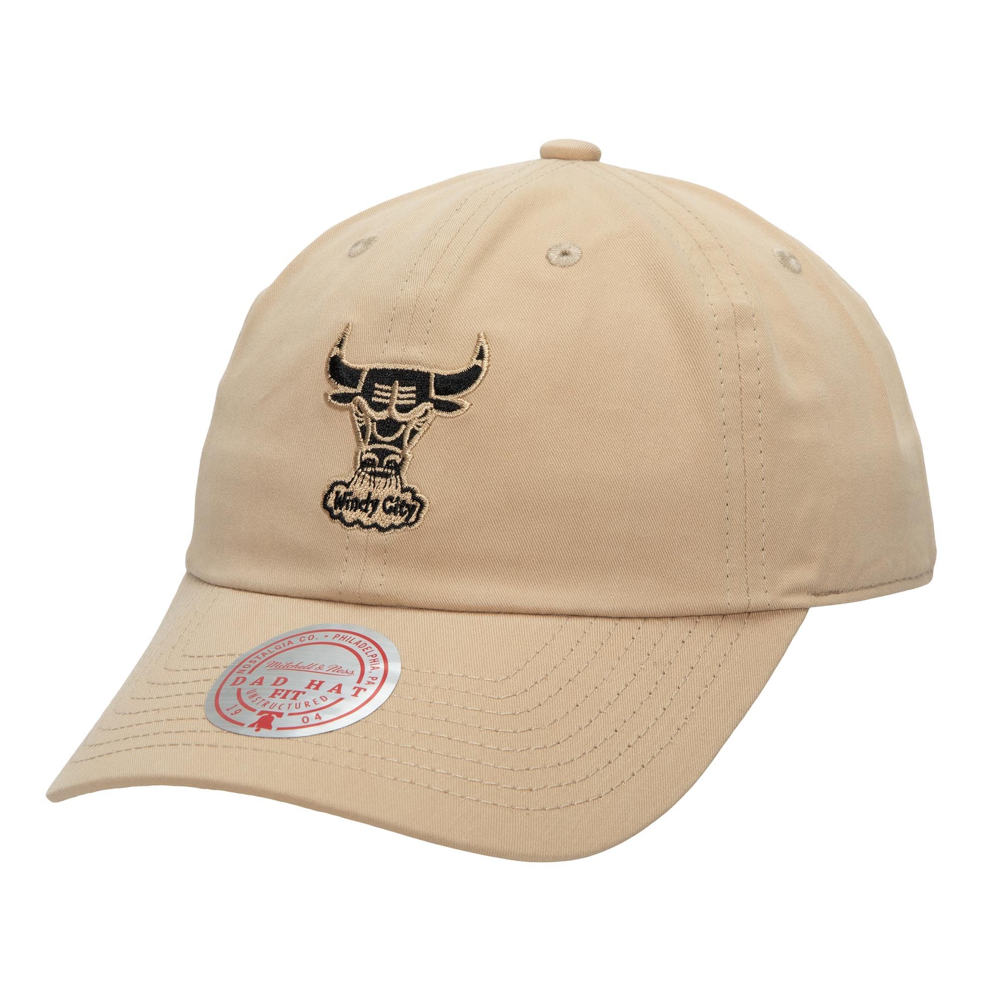 WOMENS MITCHELL & NESS NBA KHAKI BLACK STRAPBACK HWC BULLS - TAN