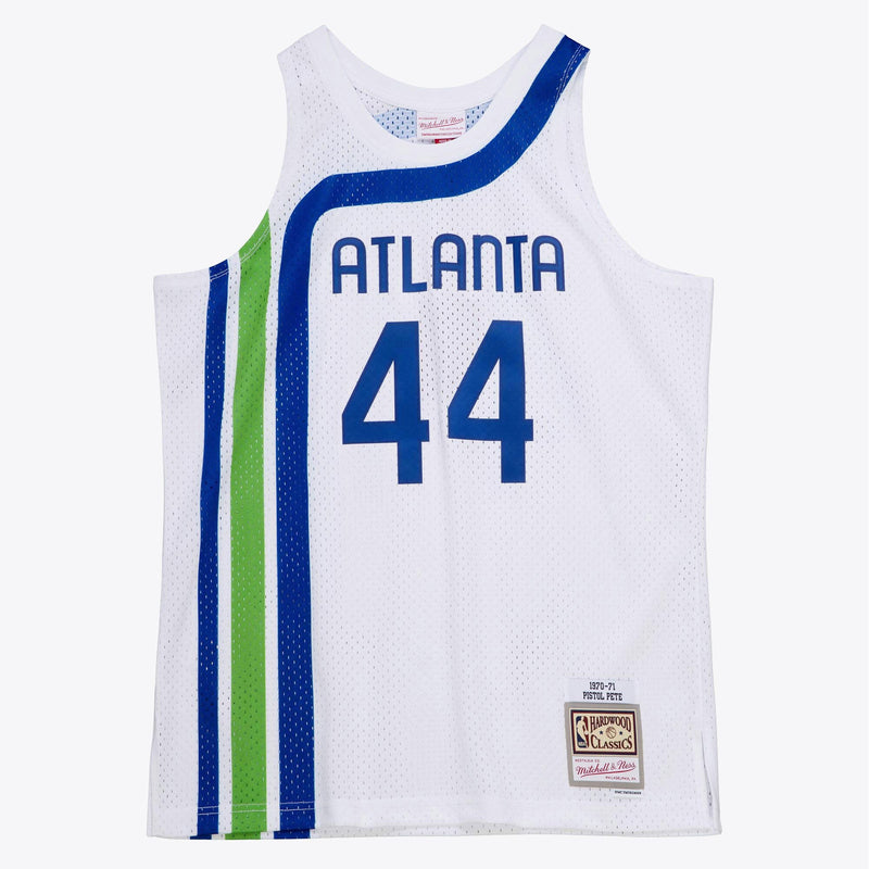 Mens Mitchell & Ness NBA WHITE JERSEY HAWKS 1970 PETE MARAVICH