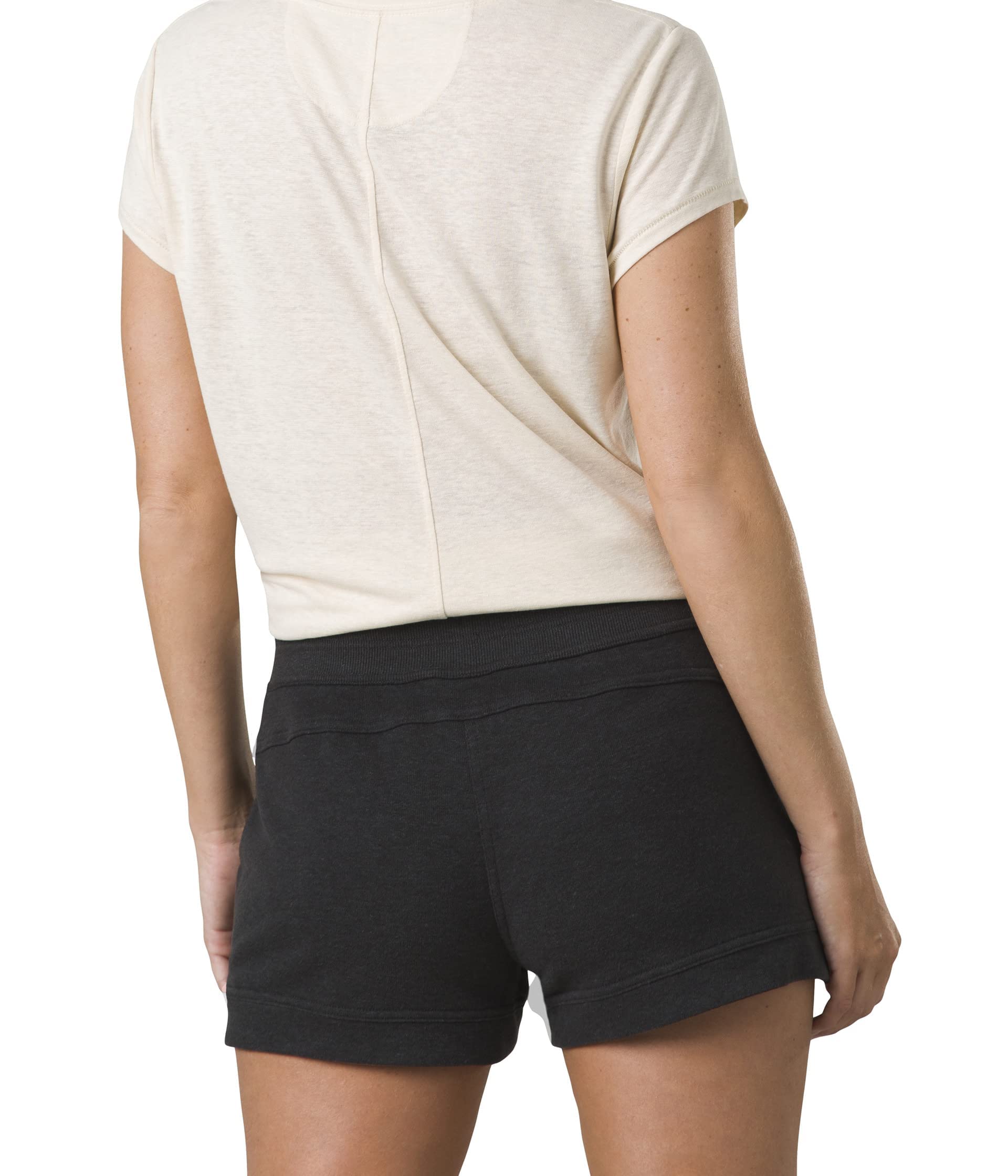 [1968431-BLACK] WOMENS PRANA COZY UP MID RISE STANDARD FIT 3" UPF 50+ SHORTS