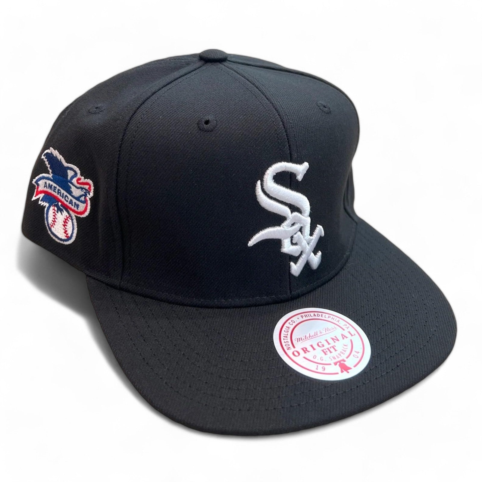 MENS MITCHELL & NESS MLB LEAGUE PATCH SNAPBACK WHITE SOX - BLACK