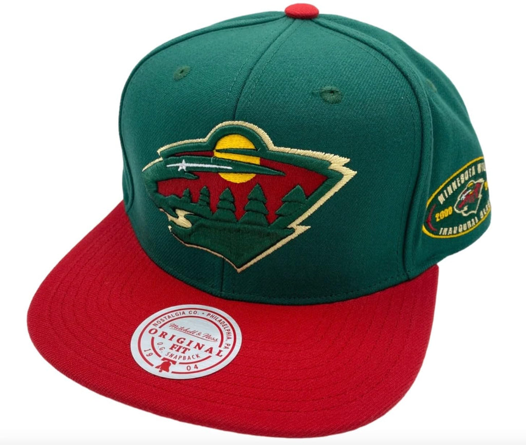 MENS MITCHELL & NESS NHL 2 TONE SIDE PATCH SNAPBACK WILD - GREEN-RED