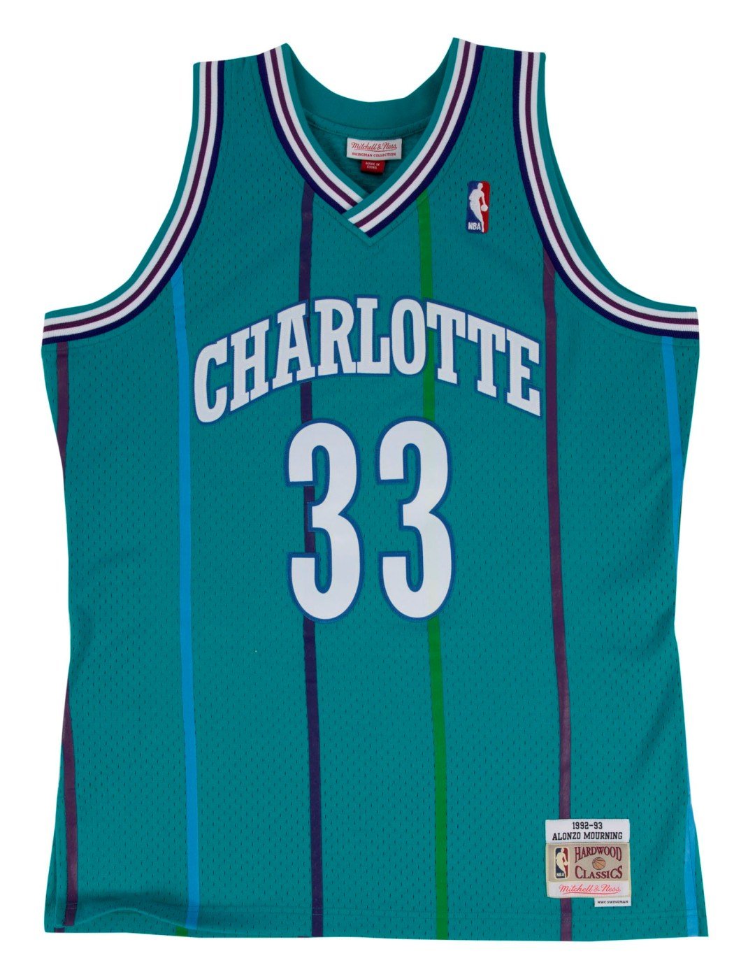 Mens Mitchell & Ness NBA SWINGMAN JERSEY HORNETS ALONZO MOURNING