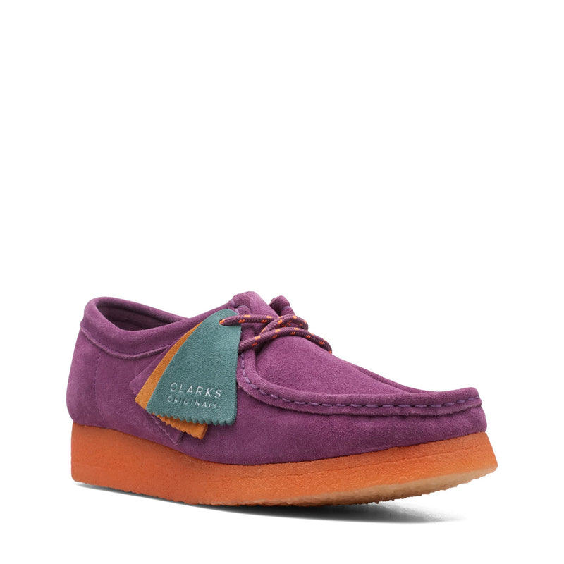 [26168645] Womens CLARKS WALLABEE - PURPLE SDE COMBI