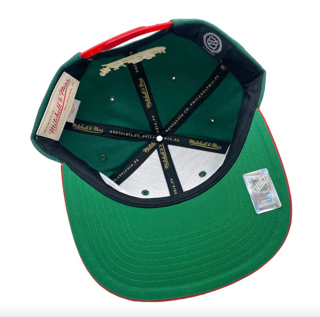 MENS MITCHELL & NESS NHL 2 TONE SIDE PATCH SNAPBACK WILD - GREEN-RED