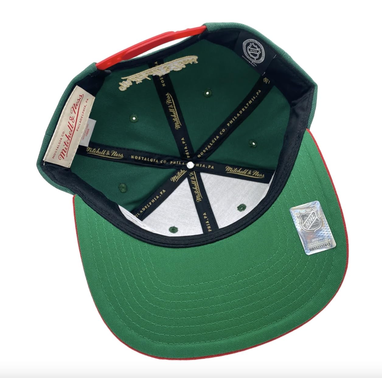 MENS MITCHELL & NESS NHL 2 TONE SIDE PATCH SNAPBACK WILD - GREEN-RED