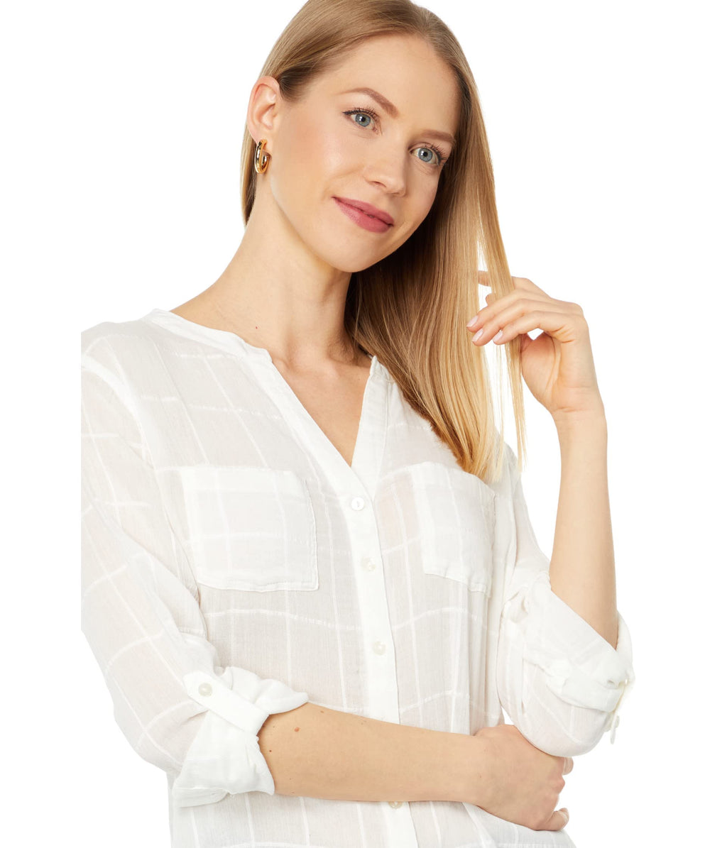 WOMENS CARVE DESIGNS DYLAN TEXTURED TUNIC 3 BUTTON CLOSURE V NECK RELAXED FIT