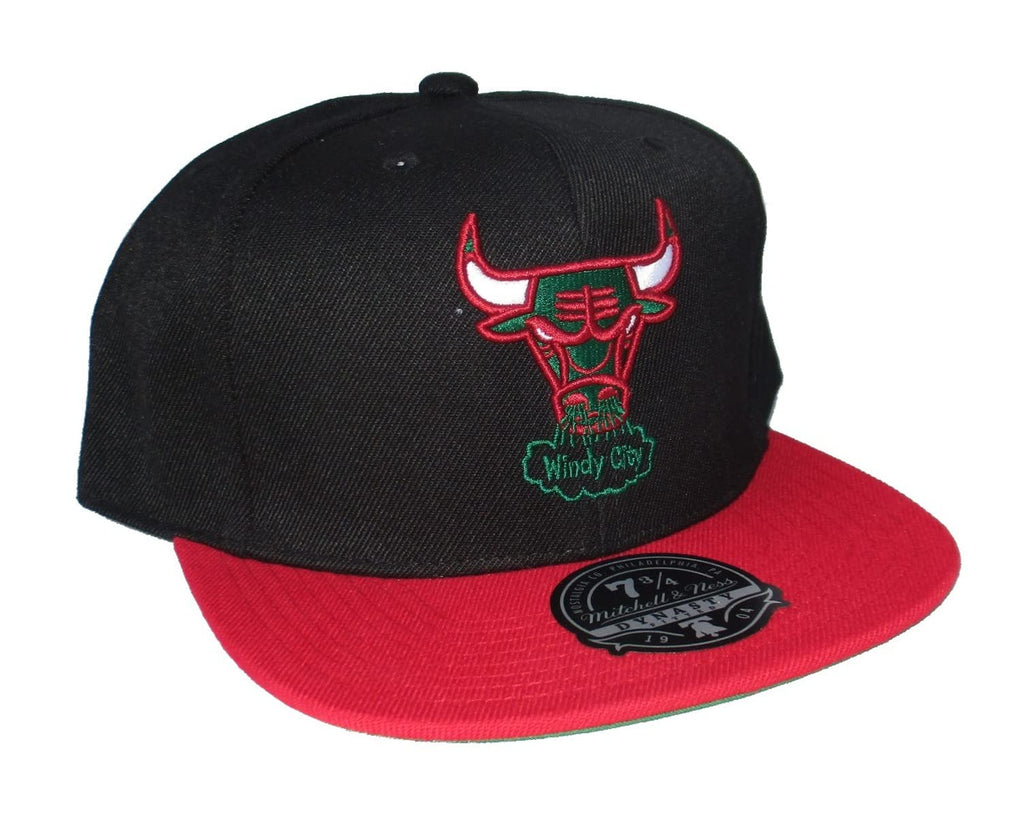 MENS MITCHELL & NESS NBA RELOAD 2.0 2 TONE FITTED HWC BULLS - BLACK-RED