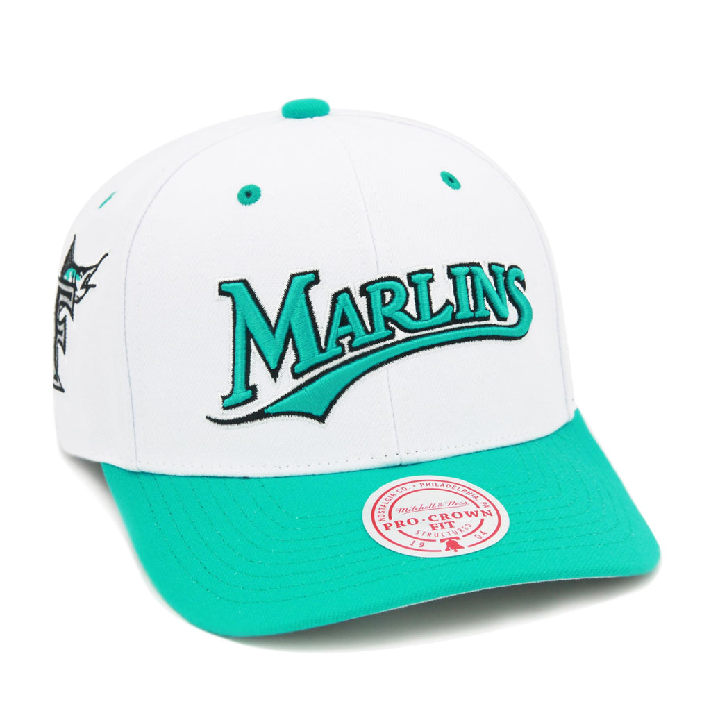 Mens Mitchell & Ness MLB EVERGREEN PRO SNAPBACK COOP MARLINS