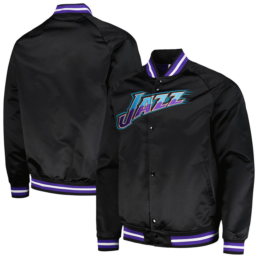MENS MITCHELL & NESS LIGHTWEIGHT SATIN JACKET VINTAGE LOGO JAZZ