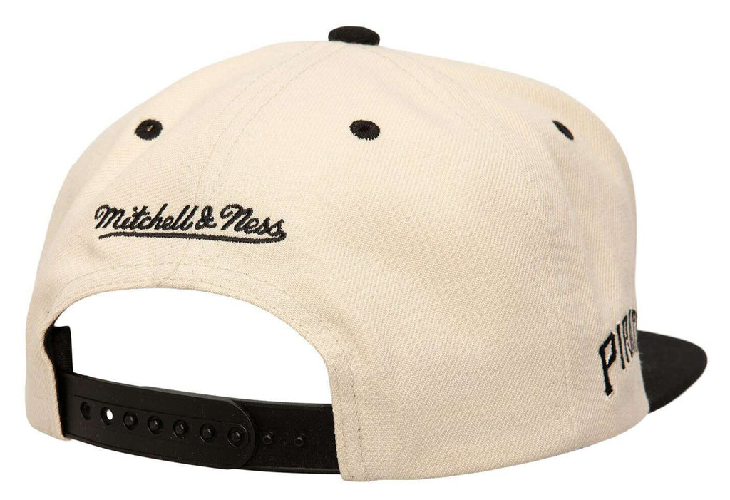 [HS9558-PPIOFWH] MENS MITCHELL & NESS MLB EVERGREEN CREAM BLACK SNAPBACK PIRATES