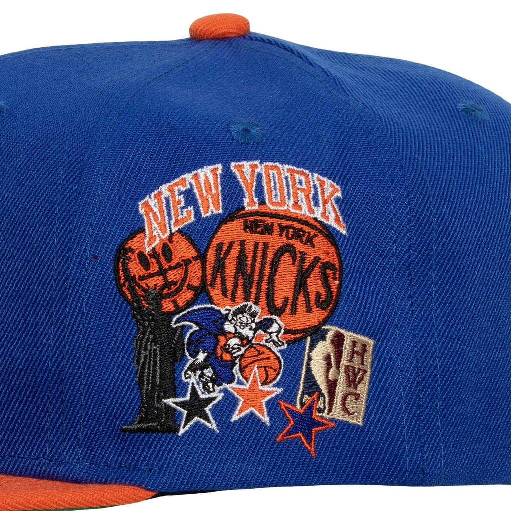 MENS MITCHELL & NESS NBA PATCH OVERLOAD SNAPBACK HWC KNICKS - BLUE-ORANGE