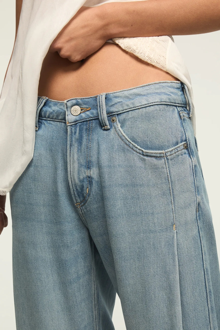 [7W15814-430] WOMENS LUCKY BRAND PLEATED LIQUID DENIM LUXE PALAZZO - RIVER