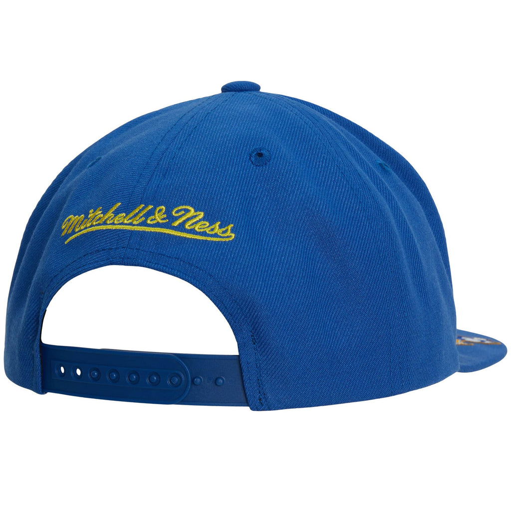 MENS MITCHELL & NESS NBA FRONT FACE SNAPBACK HWC WARRIORS - BLUE