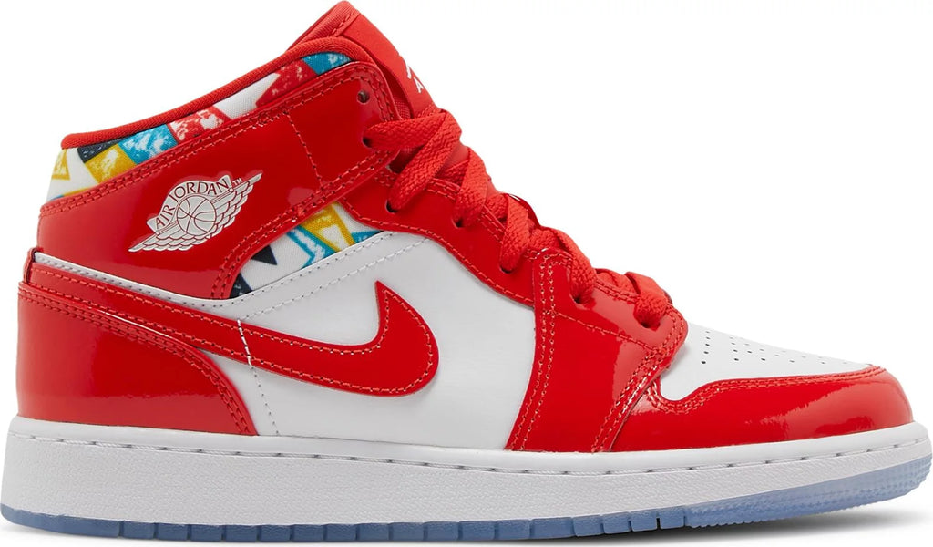 [DC7248-600] Grade School Air Jordan Retro 1 Mid SE 'Barcelona Sweater Red Patent' (GS)