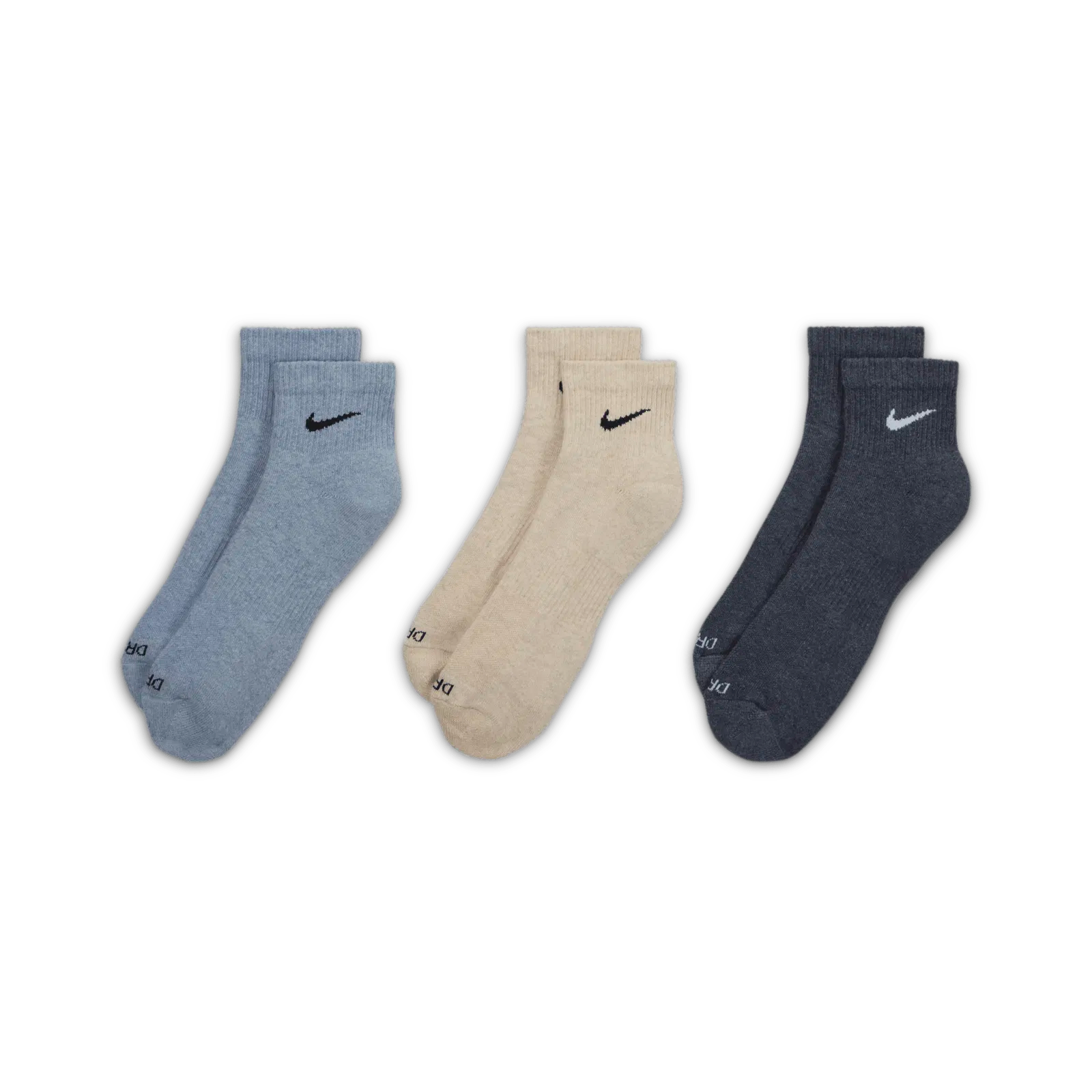 [SX6890-901] MENS NIKE 3 PACK DRI-FIT PLUS QUARTER SOCKS