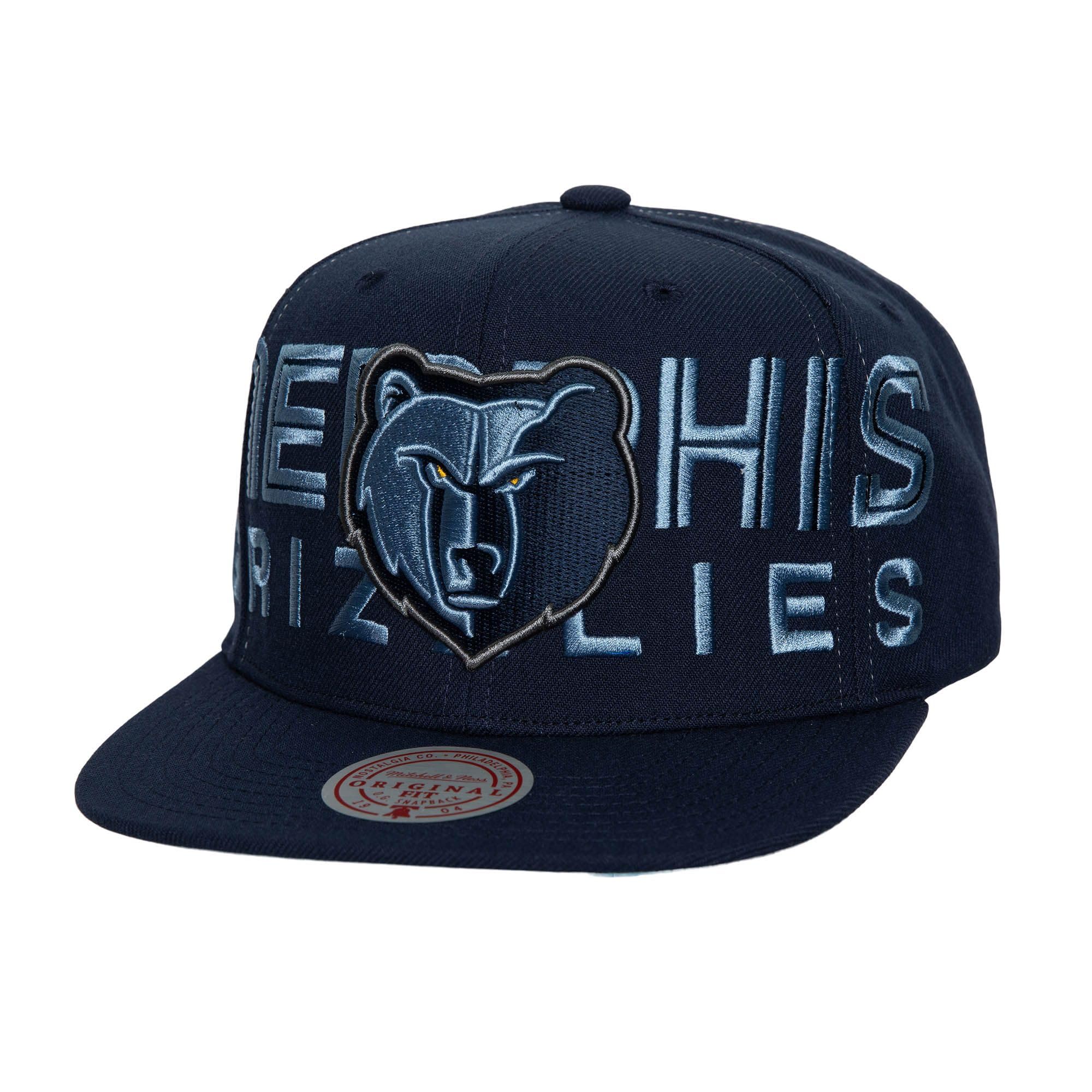 MENS MITCHELL & NESS NBA FULL FRONTAL SNAPBACK GRIZZLIES - NAVY