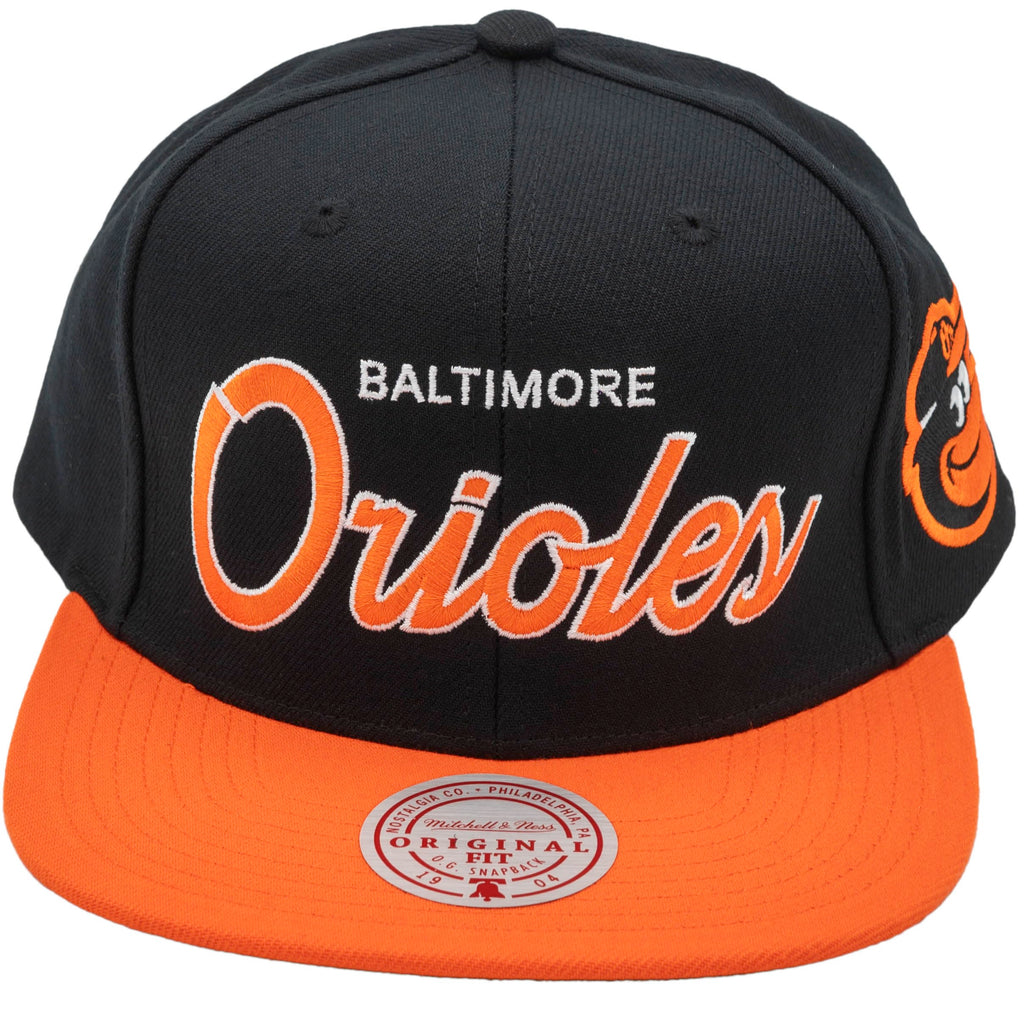 Mens Mitchell & Ness MLB EVERGREEN SCRIPT SNAPBACK ORIOLES