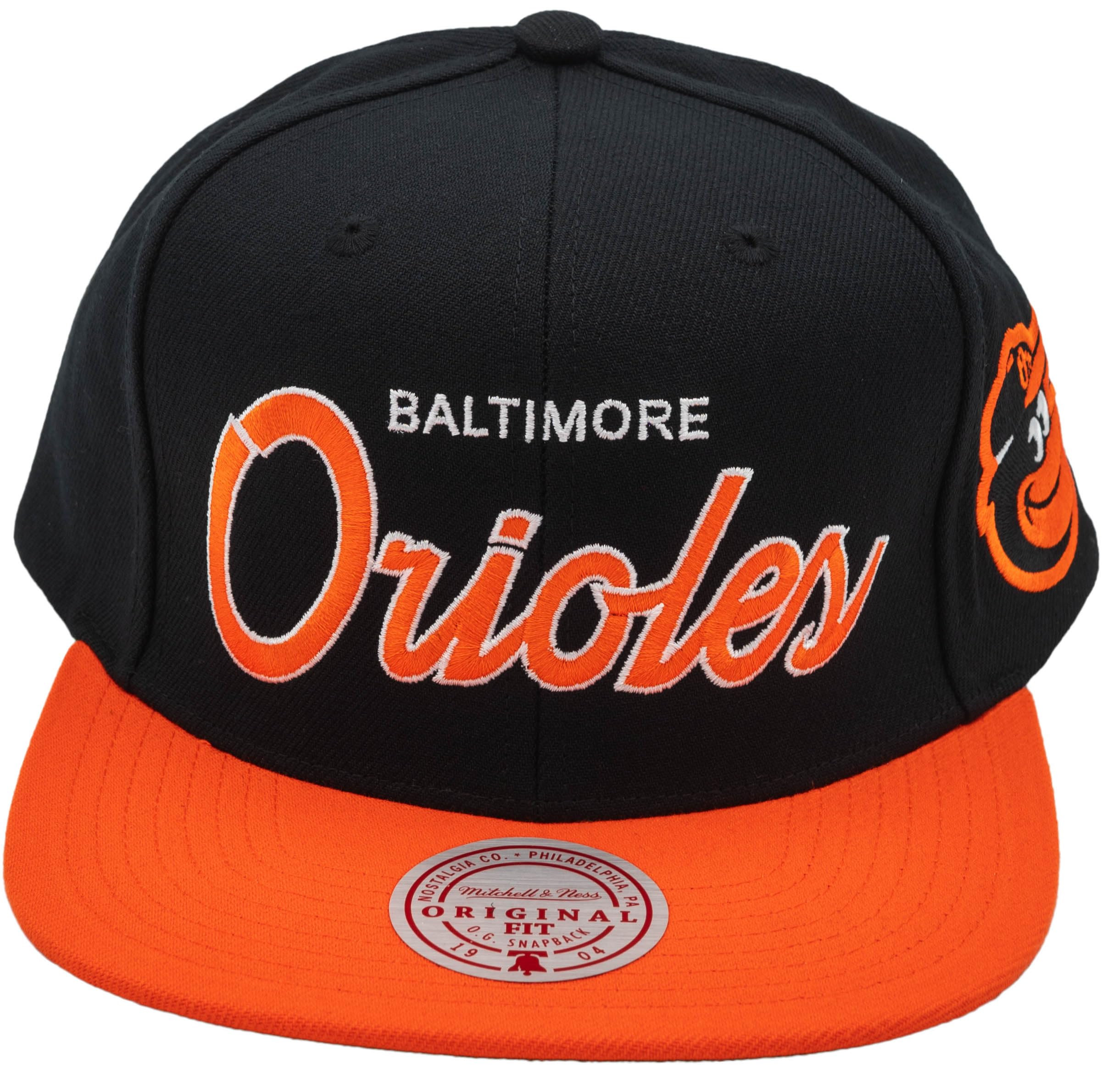 Mens Mitchell & Ness MLB EVERGREEN SCRIPT SNAPBACK ORIOLES