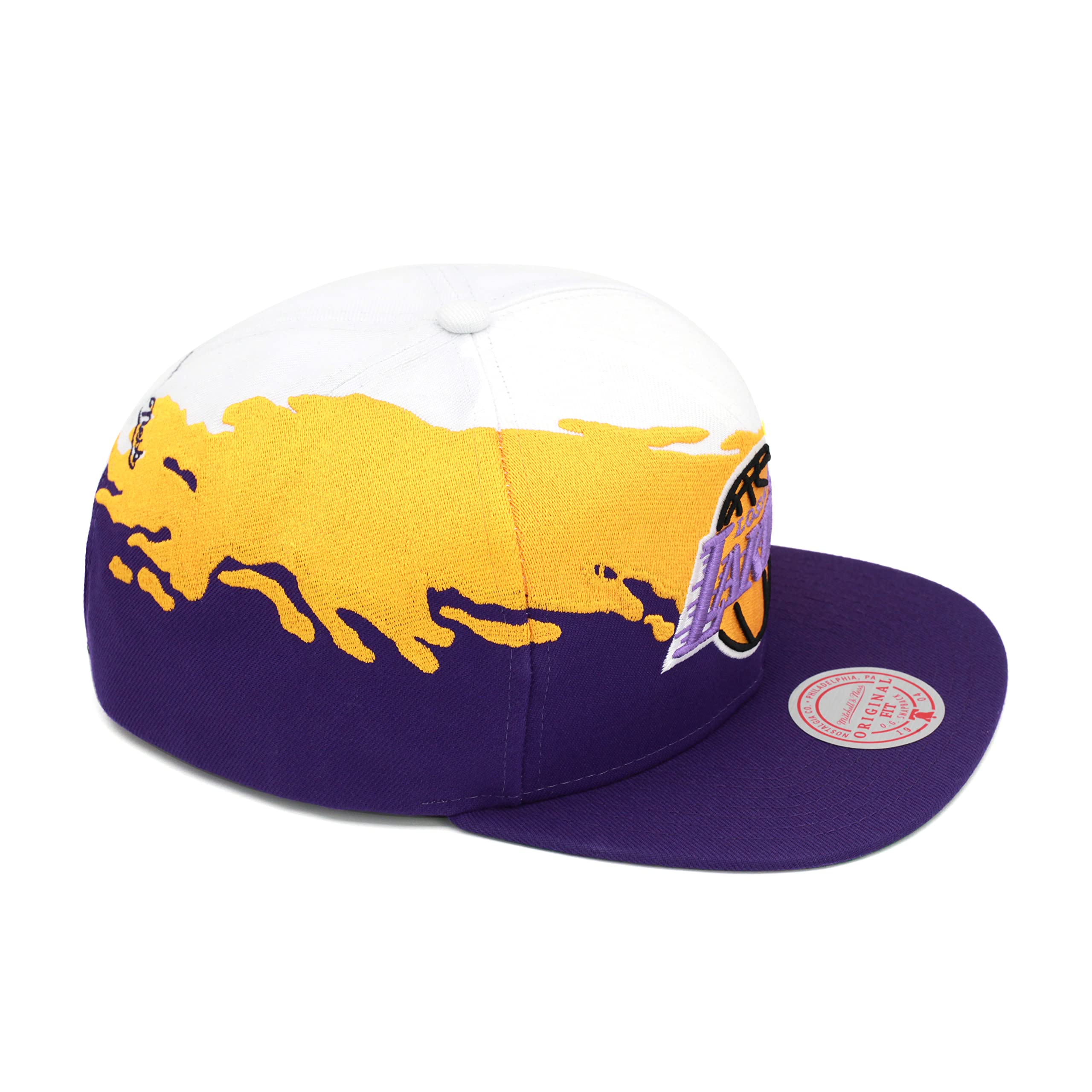 MENS MITCHELL & NESS NBA PAINTBRUSH SNAPBACK HWC LAKERS - WHITE-PURPLE