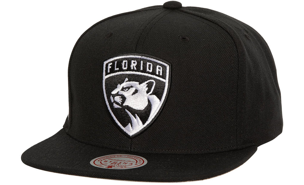 MENS MITCHELL & NESS NHL EVERGREEN BLACK WHITE SNAPBACK PANTHERS - BLACK