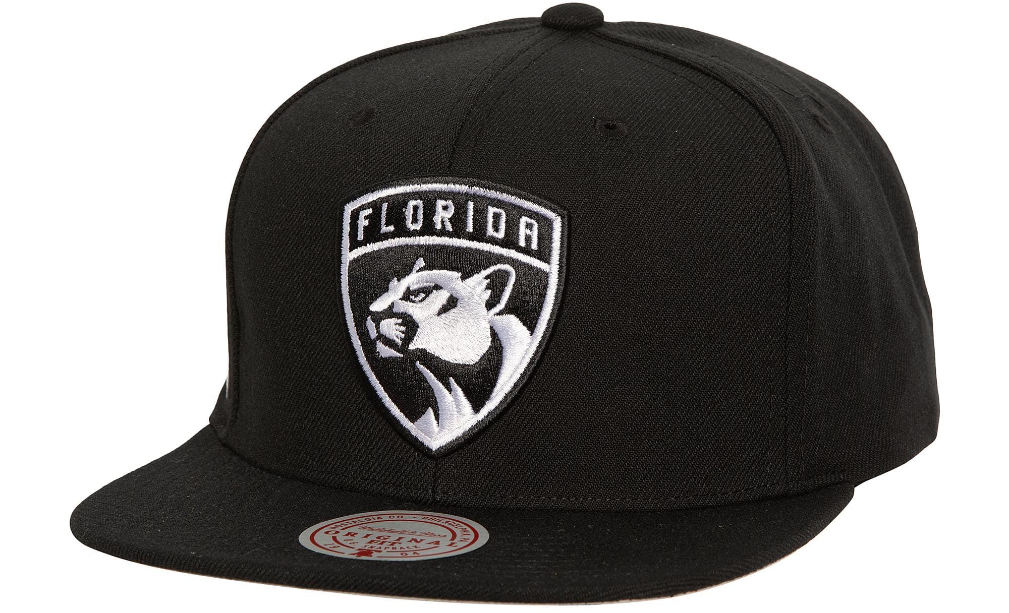 MENS MITCHELL & NESS NHL EVERGREEN BLACK WHITE SNAPBACK PANTHERS - BLACK