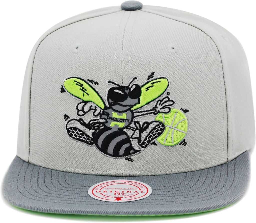 MENS MITCHELL & NESS NBA GREEN BEAN SMAPBACK HWC HORNETS - GREY