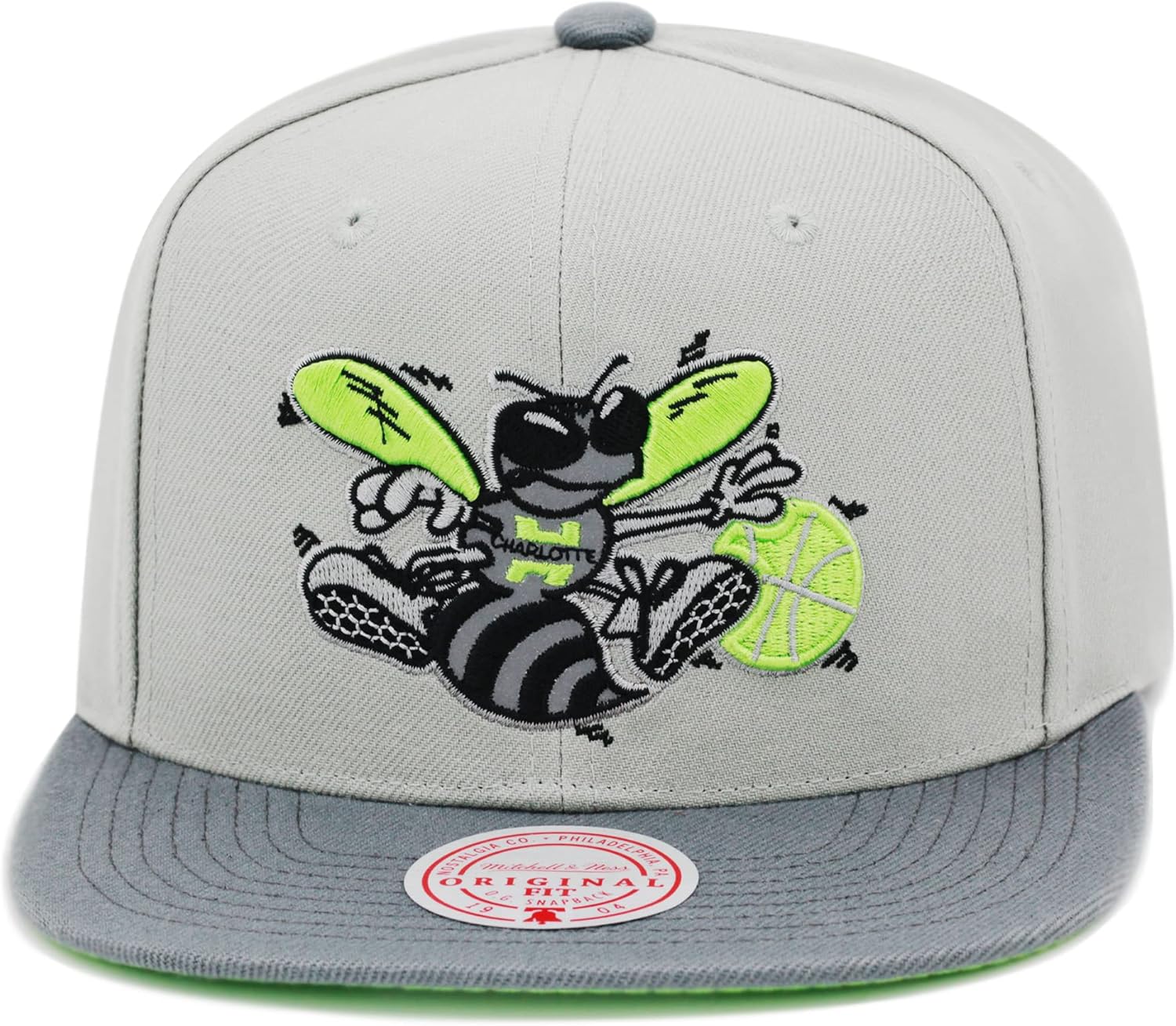 MENS MITCHELL & NESS NBA GREEN BEAN SMAPBACK HWC HORNETS - GREY