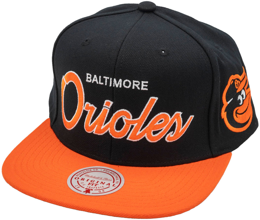 Mens Mitchell & Ness MLB EVERGREEN SCRIPT SNAPBACK ORIOLES