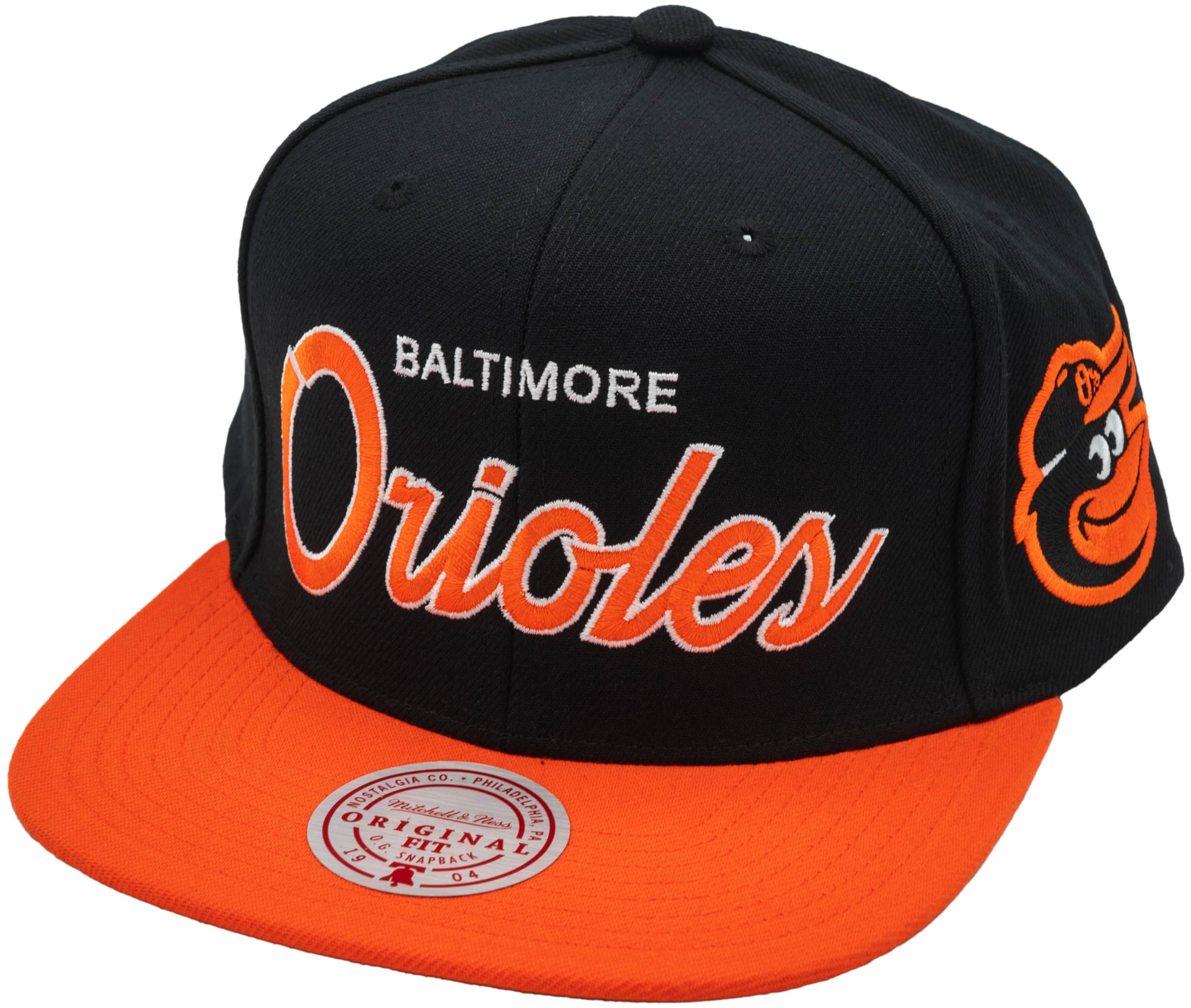 Mens Mitchell & Ness MLB EVERGREEN SCRIPT SNAPBACK ORIOLES