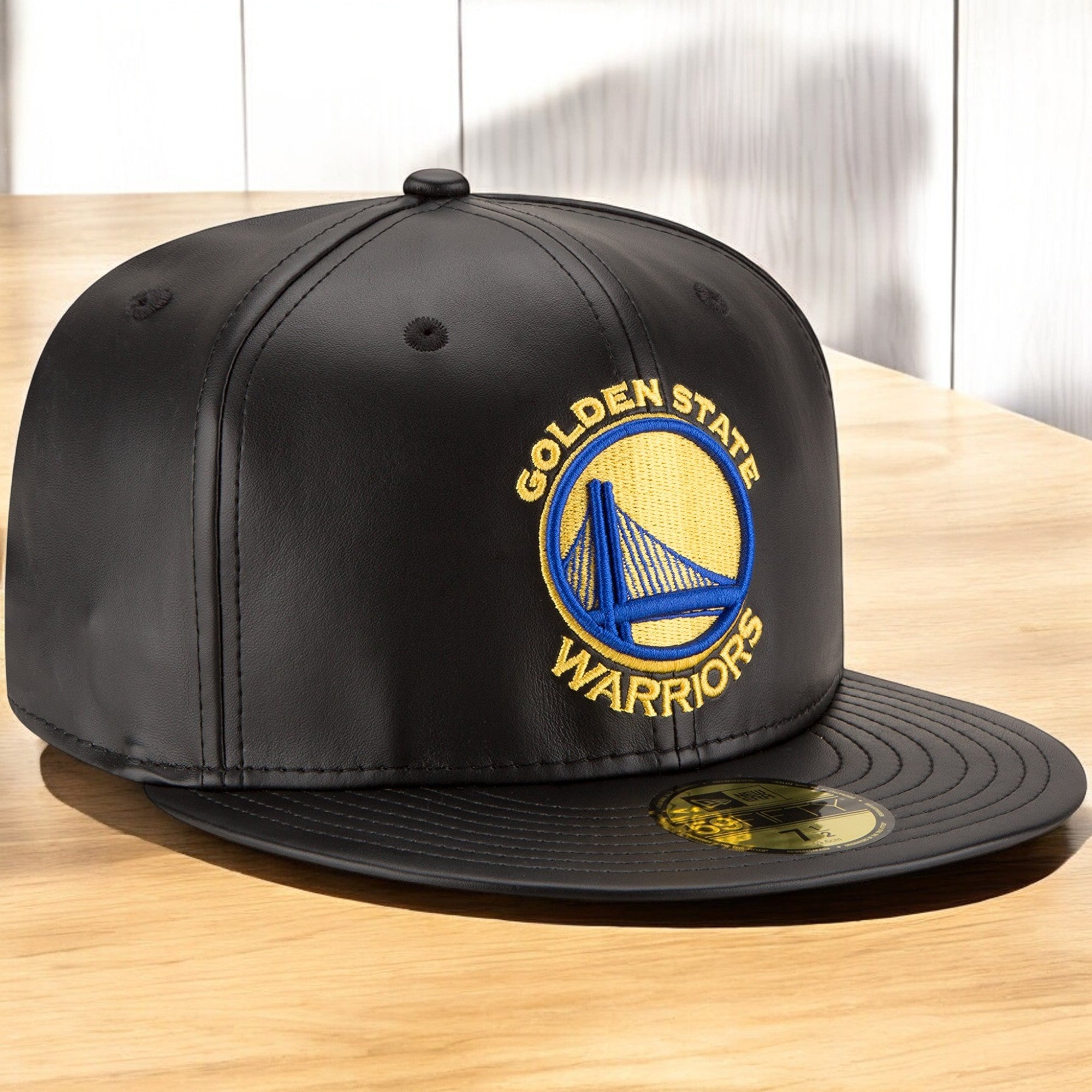 [70344048] Mens New Era NBA 59Fifty Faux Leather Fitted Cap Golden State Warriors