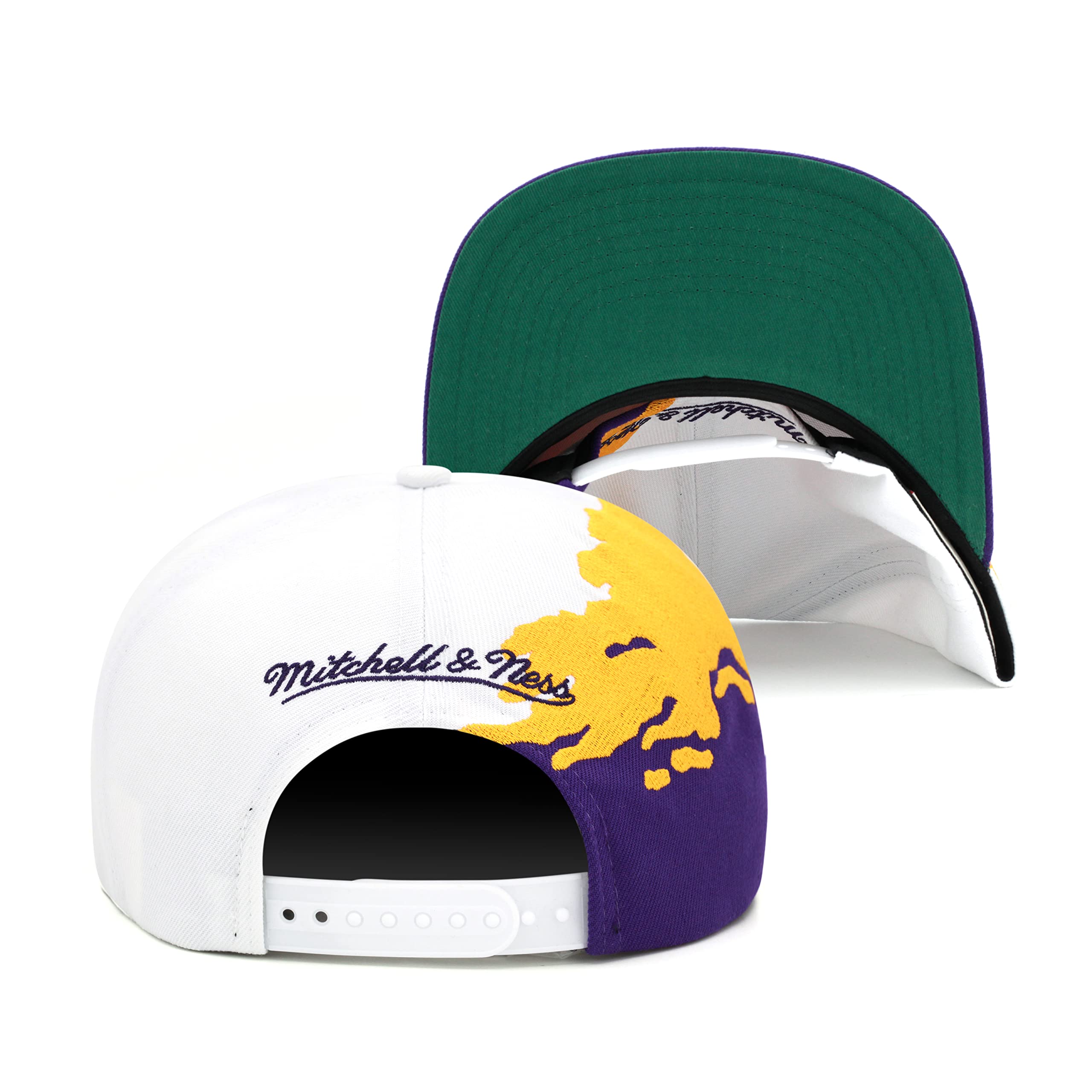 MENS MITCHELL & NESS NBA PAINTBRUSH SNAPBACK HWC LAKERS - WHITE-PURPLE