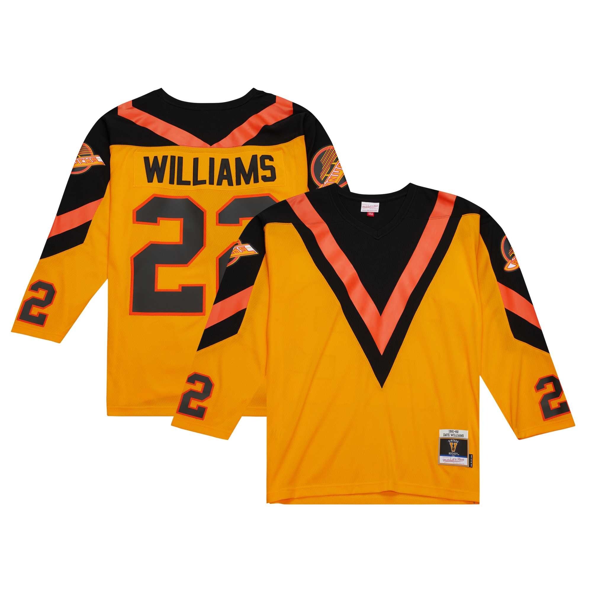 Mens Mitchell & Ness NHL YELLOW JERSEY CANUCKS 1981 DAVE WILLIAMS