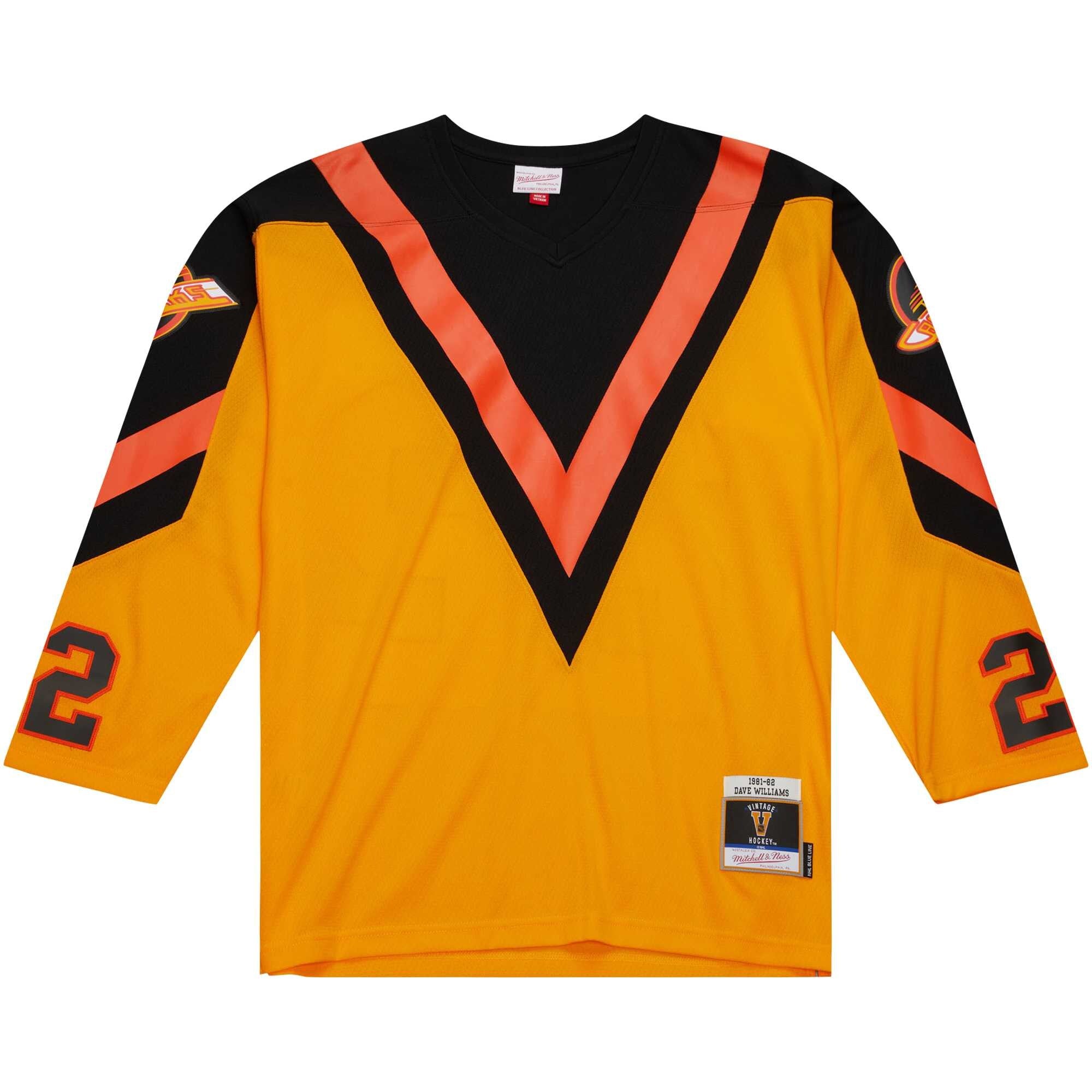 Mens Mitchell & Ness NHL YELLOW JERSEY CANUCKS 1981 DAVE WILLIAMS