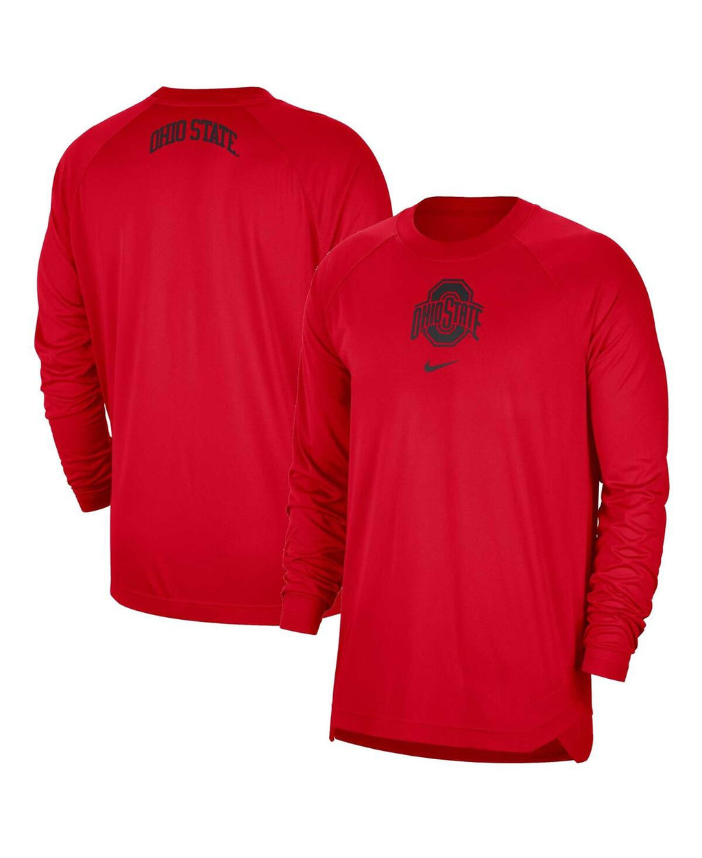 [DO6067-657] MENS NIKE SCARLET OHIO STATE BUCKEYES BASKETBALL SPOTLIGHT PERFORMANCE RAGLAN T-SHIRT