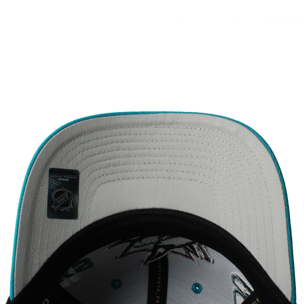 MENS MITCHELL & NESS NHL OVERBITE PRO SNAPBACK SHARKS