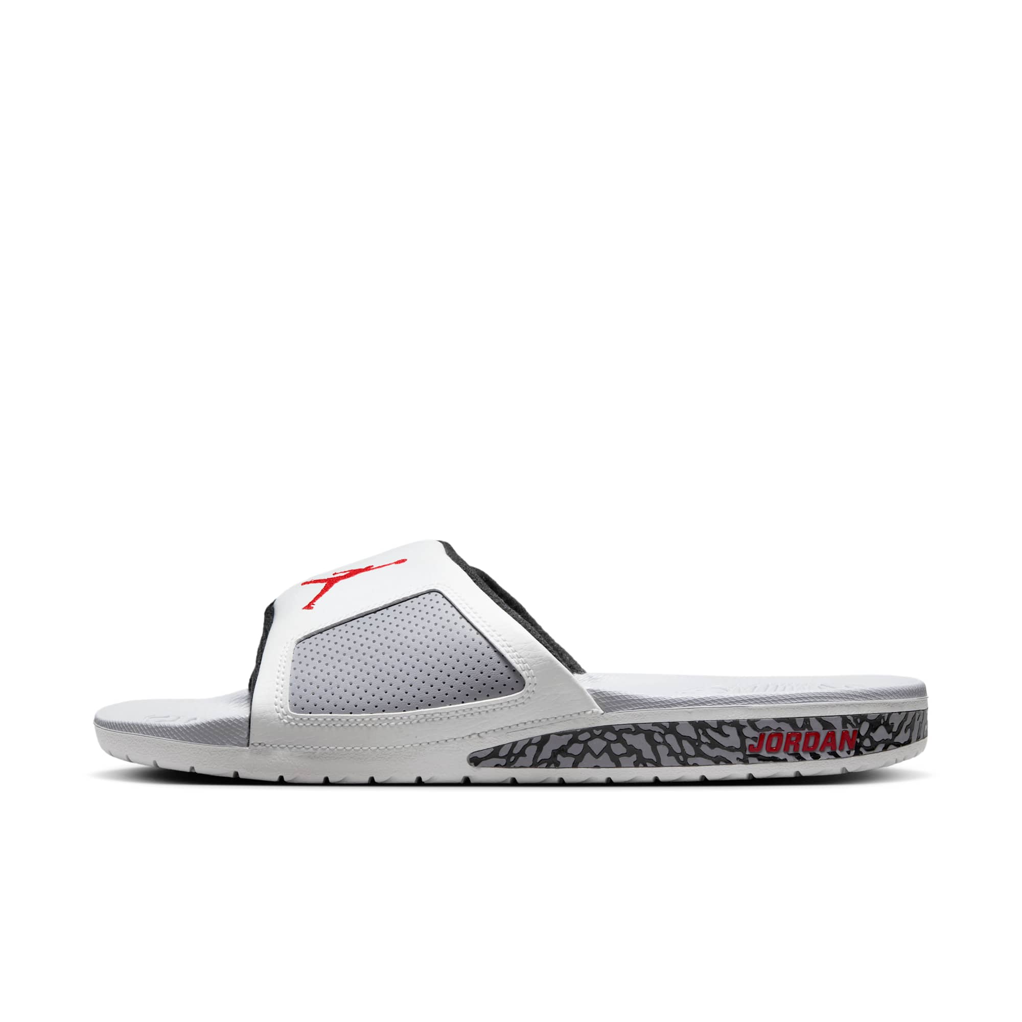 [854556-101] Mens Air Jordan HYDRO III 'SUMMIT WHITE CEMENT GREY BLACK FIRE RED'