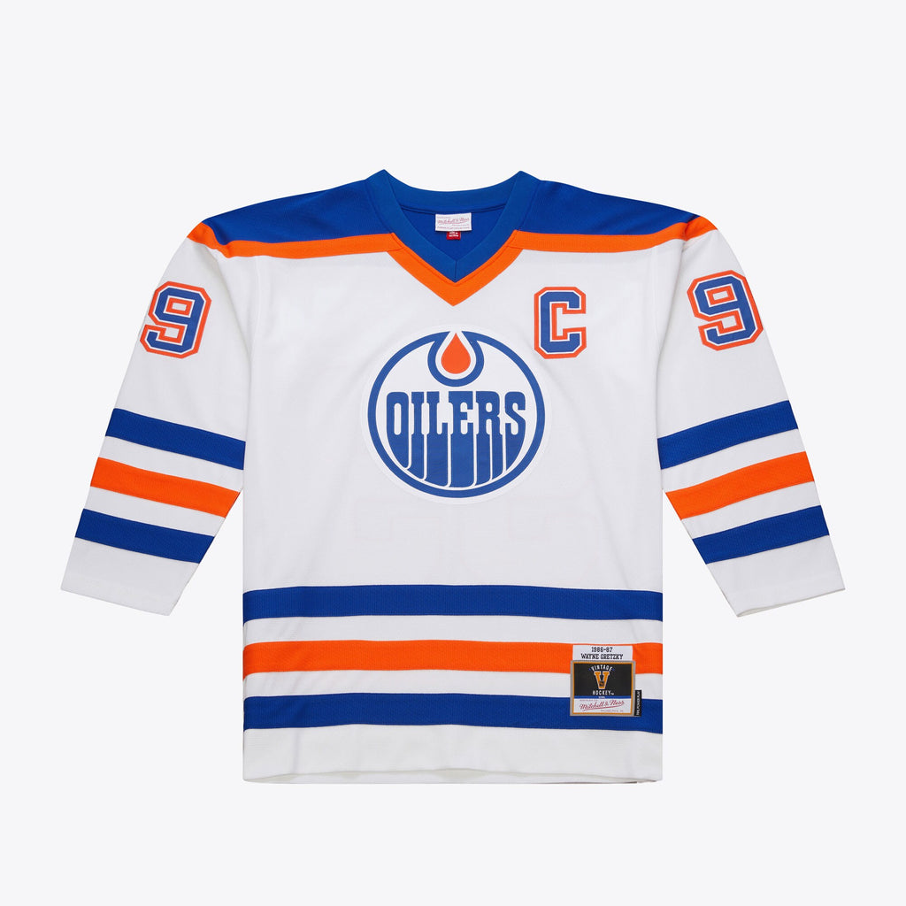 Mens Mitchell & Ness NHL WHITE JERSEY OILERS 1986 WAYNE GRETZKY