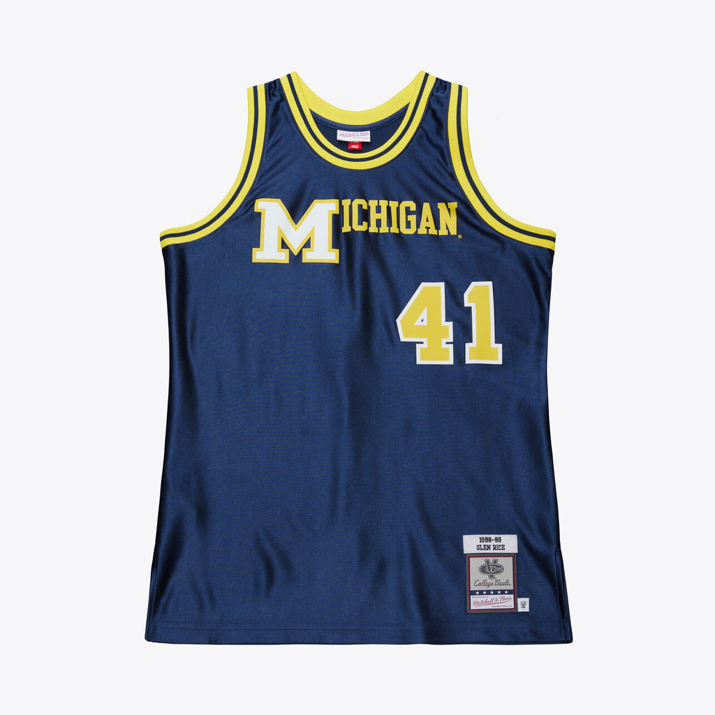 Mens Mitchell & Ness NCAA DARK JERSEY MICHIGAN WOLVERINES 1989 GLEN RICE