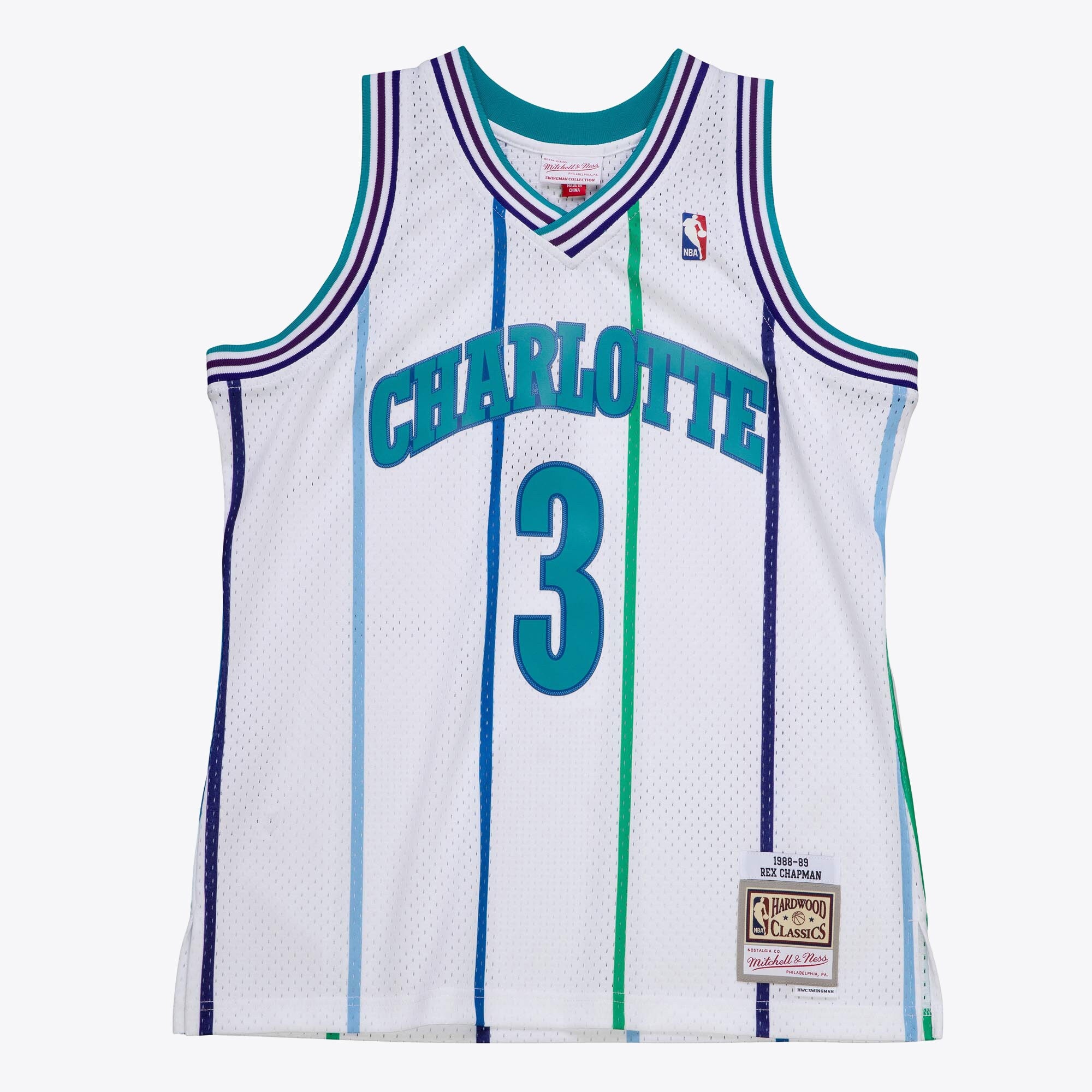 Mens Mitchell & Ness NBA WHITE JERSEY HORNETS 1988 REX CHAPMAN