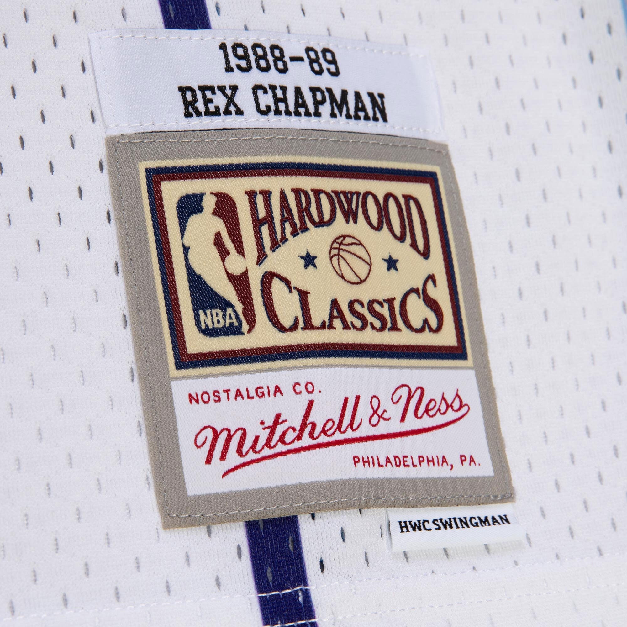 Mens Mitchell & Ness NBA WHITE JERSEY HORNETS 1988 REX CHAPMAN