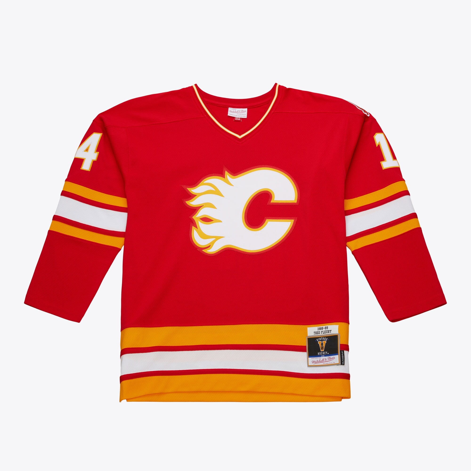 Mens Mitchell & Ness NHL DARK JERSEY FLAMES 1988 THEO FLEURY