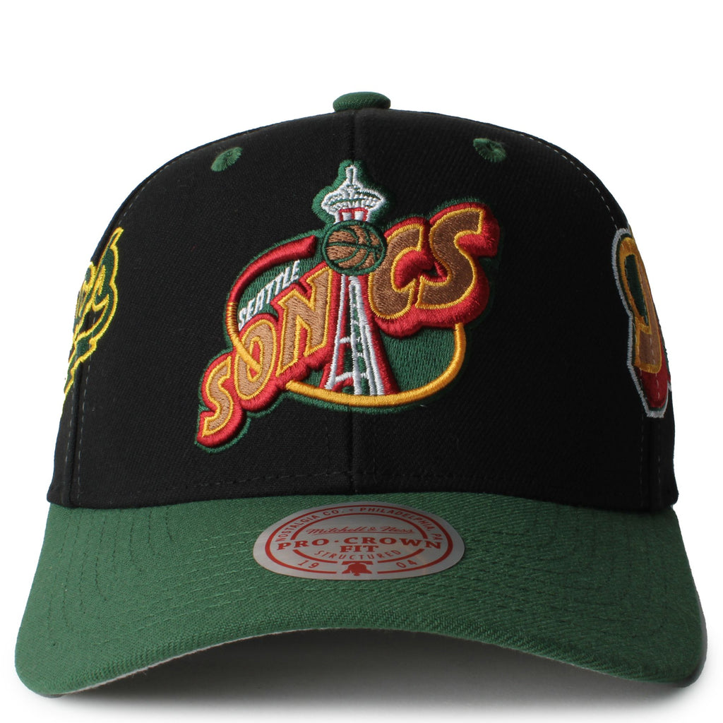 MENS MITCHELL & NESS NBA OVERBITE PRO SNAPBACK HWC SUPERSONICS