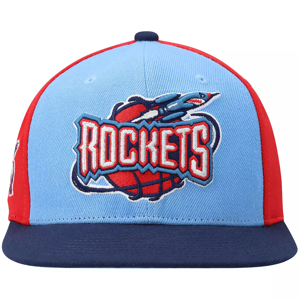 MENS MITCHELL & NESS NBA ON THE BLOCK SNAPBACK HWC ROCKETS - LIGHT BLUE-NAVY