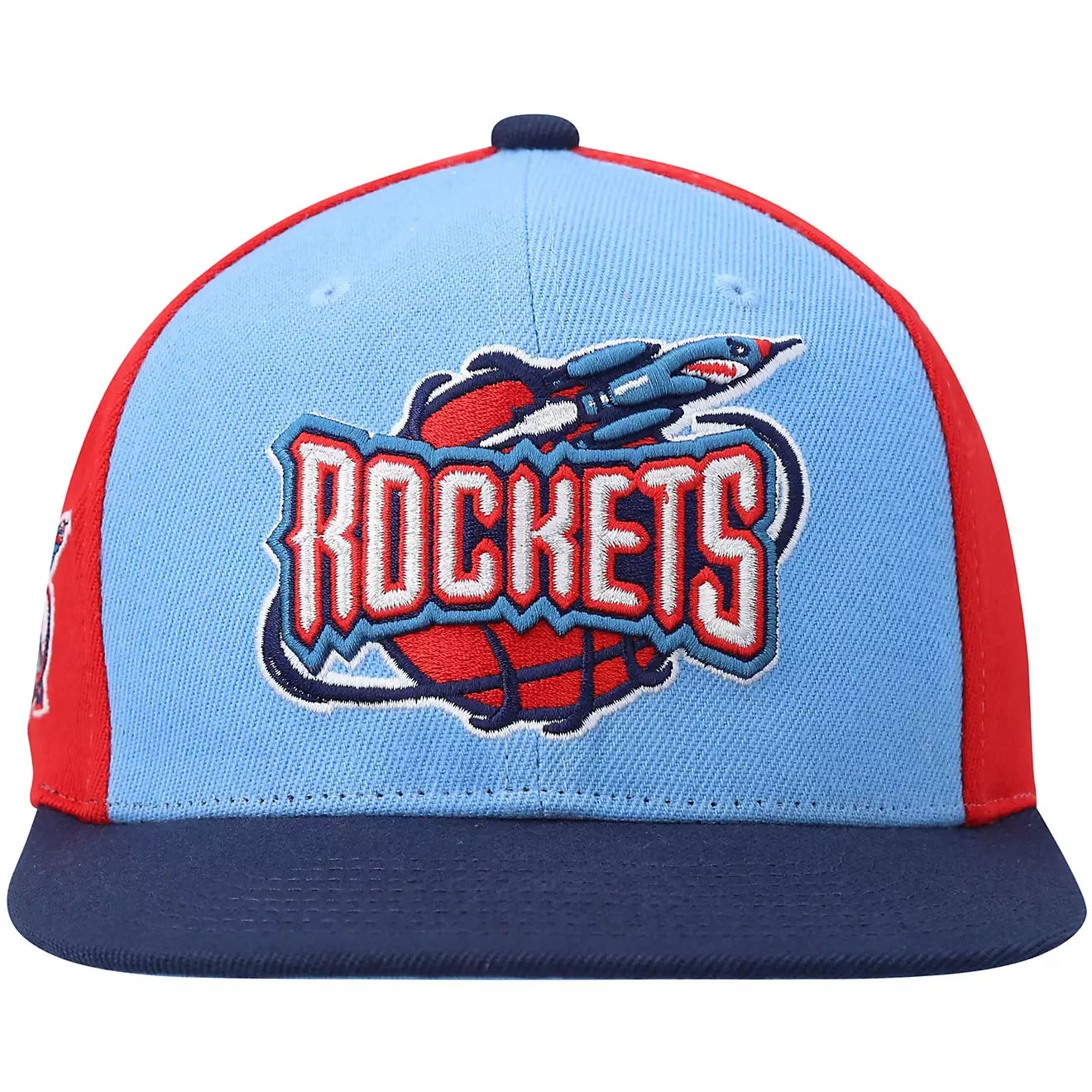 MENS MITCHELL & NESS NBA ON THE BLOCK SNAPBACK HWC ROCKETS - LIGHT BLUE-NAVY