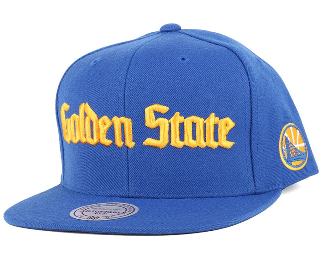MENS MITCHELL & NESS NBA GS WARRIORS GOTHIC CITY BLUE SNAPBACK