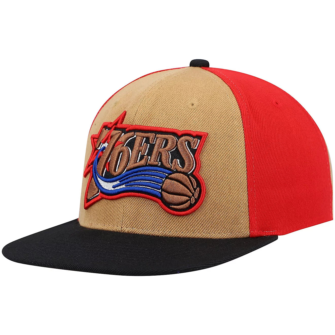 MENS MITCHELL & NESS NBA ON THE BLOCK SNAPBACK HWC 76ERS - TAN